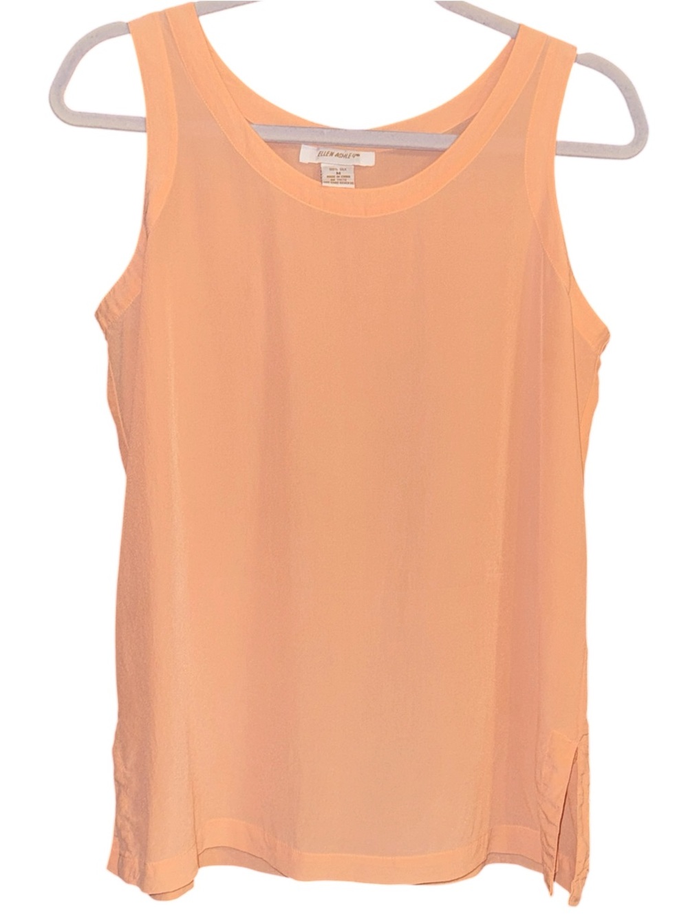 Ellen Ashley Sleeveless 100% Silk Peach Tank Top Size Medium 1990s Vintage